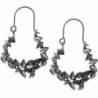 Sterling Silver Oxidized Flowers Hoop Earrings - CC120K1QEU5