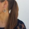 Sterling Silver Oxidized Flowers Earrings in Women's Hoop Earrings