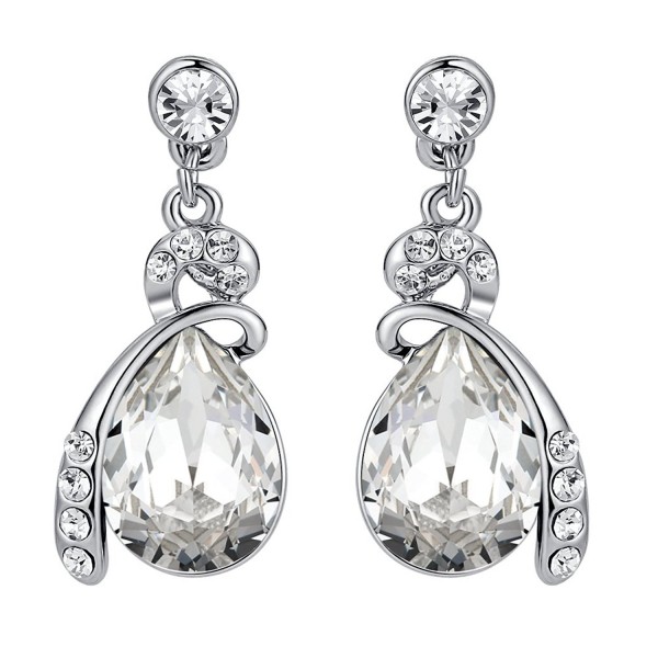 Eternal Love Teardrop Austrian Crystal Earrings Clear - CJ11ETA7LH3