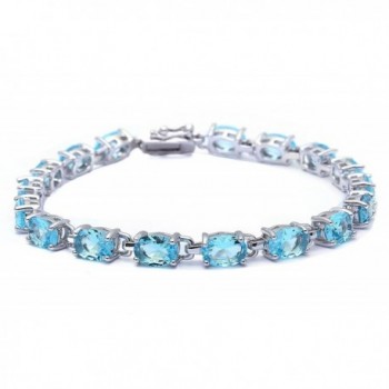 13.5CT Oval Cut Simulated Gemstone .925 Sterling Silver Bracelet 7.25" Long - Simulated Aquamarine - CK11RQIHHX9