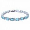 13.5CT Oval Cut Simulated Gemstone .925 Sterling Silver Bracelet 7.25" Long - Simulated Aquamarine - CK11RQIHHX9