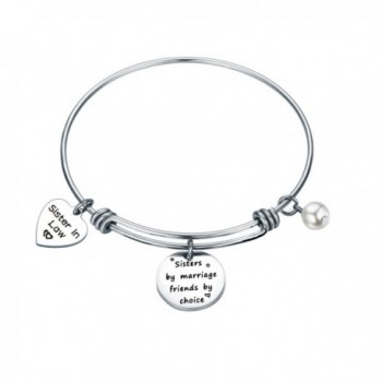 Sister in Law Gift Sister by Marriage Friend by Choice Adjustable Bangle Bracelet - sister in law bracelet - C7187CX8WAS