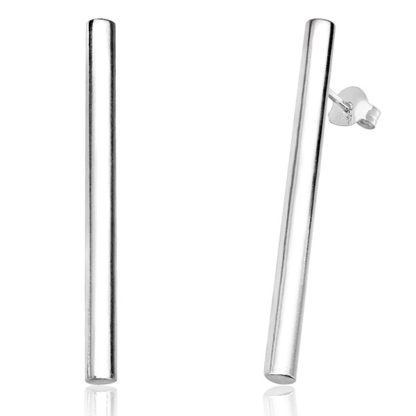 Sterling Silver Cylinder Bar Stud Earrings - C8185OG5MRK