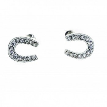 Silver Horseshoe Stud Earrings - Nickel Free Fashion Earring Set for Women / Teens / Moms / Girls / Horse Lovers - C011ORL2MID
