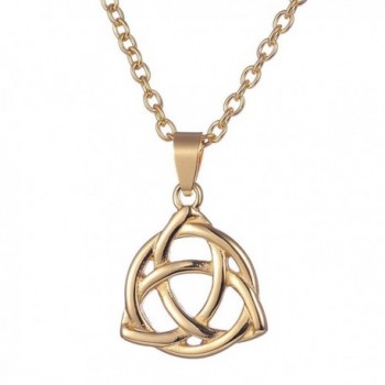 ALoveSoul Stainless Steel Irish Celtic Triquetra Trinity Knot Lucky Pendant Necklace - Gold - C0189T725LS