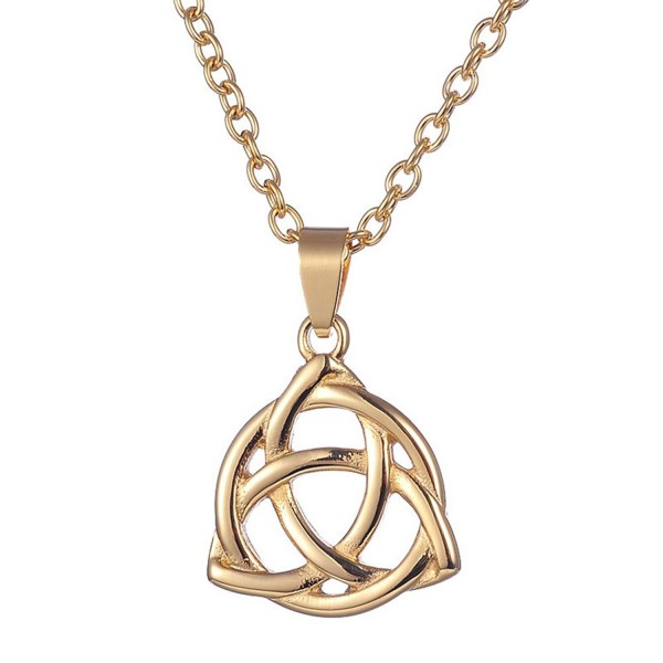 ALoveSoul Stainless Steel Irish Celtic Triquetra Trinity Knot Lucky Pendant Necklace - Gold - C0189T725LS