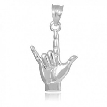 925 Sterling Silver I Love You Hand Sign Language Charm Pendant - C511FRFA6SF