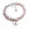 Sterling Silver Pink Ribbon Heart Charm Cultured Pearl Bracelet- Adjustable 7.5" - 8.5" - C811FW5ZYOH