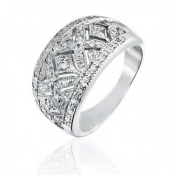 Bling Jewelry Pave CZ Vintage Style Hugs and Kisses Band Sterling Silver Ring - CO11C14VKL3