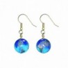 Earrings- Blue Earth Marbles- Natural Earth Continents- Gold Plated Stainless Steel- Half Inch Diameter Globes - CU111B1PP3L