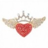 EVER FAITH Austrian Crystal Romantic Love Heart Angel Wing Crown Brooch - Red Gold-Tone - CR11BGDM3QV