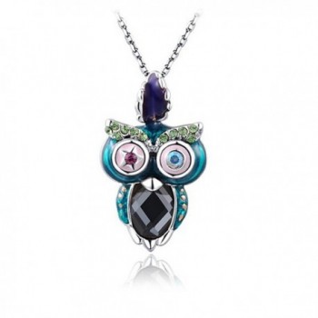 Your Night Daemon Owl Pendant Necklace With AAAA Austrian Crystal And Water Glass Fashion Jewelry - Silver - CF189SUYN4O