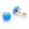 Trustmark 925 Sterling Silver 6mm Azure Blue Created Opal Crown Set Cab Stud Post Earrings- Sky - CE1197ZMT05