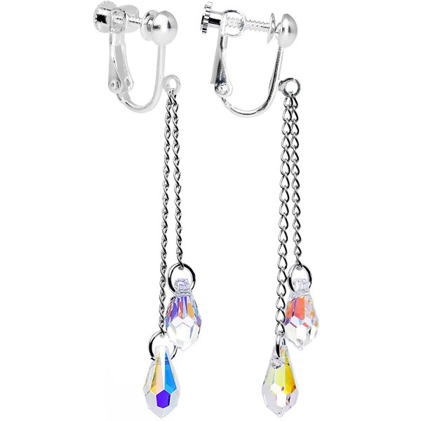 Body Candy Handcrafted Prisma Teardrop Clip On Earrings Created with Swarovski Crystals - CC12FOVCUBX