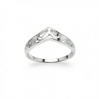 Chevron V-Shaped Filigree Ring New 925 Sterling Silver Band Sizes 5 - CJ12OBGXB5V