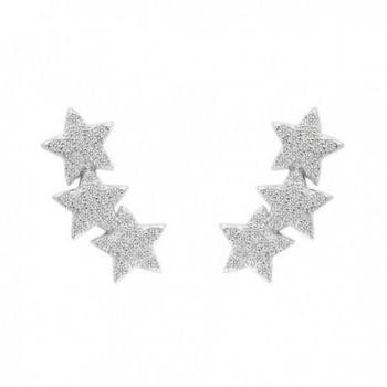 EVER FAITH 925 Sterling Silver Cubic Zirconia Shooting Stars Design Ear Cuff Stud Earrings Clear 1 Pair - C9129RLEZMD