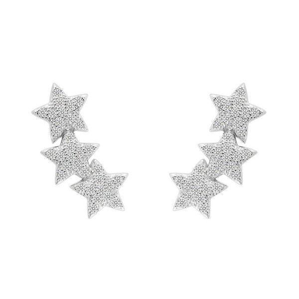 EVER FAITH 925 Sterling Silver Cubic Zirconia Shooting Stars Design Ear Cuff Stud Earrings Clear 1 Pair - C9129RLEZMD