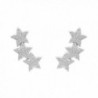 EVER FAITH 925 Sterling Silver Cubic Zirconia Shooting Stars Design Ear Cuff Stud Earrings Clear 1 Pair - C9129RLEZMD