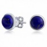 Bling Jewelry Round Simulated Lapis Stud earrings 925 Sterling Silver 10mm - CX12NUPGS46