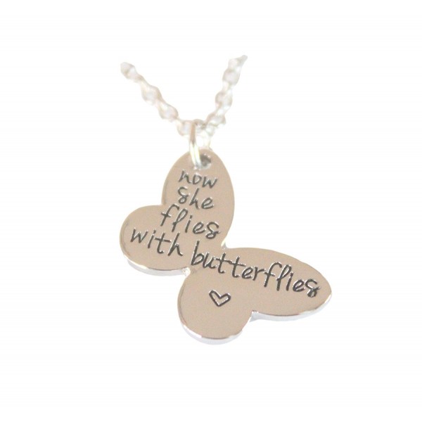Now She Flies With Butterflies Pendant Necklace Butterfly Shape Memorial Keepsake - C617YH5LMAY