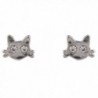 Lux Accessories Silver Tone Kitty Cat Whiskers Crystal Rhinestone Stud Earring - C3183WX7SEG