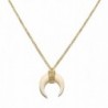 Half Moon Crescent Pendant Necklace Mini Double Horn Pave CZ Real Genuine White Bone Handmade in Bali - C4182GMSL2Y