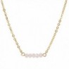 Befettly Mini Gemstone Bar Necklace Delicate Crystal Bead Bar Minimal Delicate Handmade 14k Gold Fill - Pink Opal - CZ186GRC983
