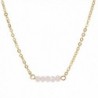 Befettly Mini Gemstone Bar Necklace Delicate Crystal Bead Bar Minimal Delicate Handmade 14k Gold Fill - Pink Opal - CZ186GRC983