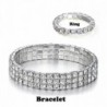 Yumei Jewelry Bracelet Silver tone Sparkling - L:3-Row-Clear-with Ring - C8186OECXWS