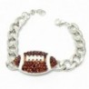 Football Bracelet Chunky Z1 Brown Crystal Silver Tone Sports - C111OMRC94J