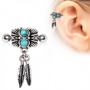 Turquoise Feather Cartilage Earring Piece