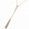 FC JORY Rose Gold GP Women Girl CZ Crystal Pendant Chain Long Drop Stick Y Necklace T12 - CW11LCHBHOP