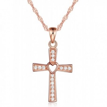 Infinite U Classic Cross Crucifix Pendant Chain Necklace 925 Sterling Silver Cubic Zirconia Christmas Gift - A - CZ12IQYHF4H