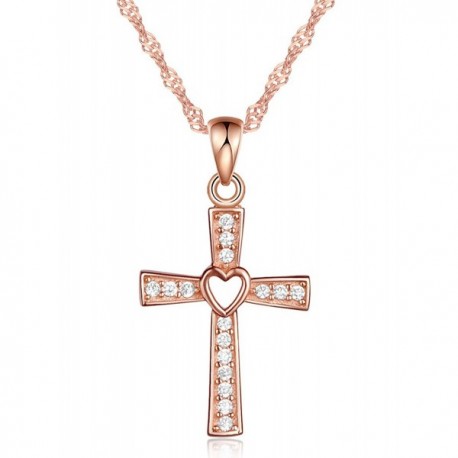 Classic Cross Crucifix Pendant Chain Necklace 925 Sterling Silver Cubic ...