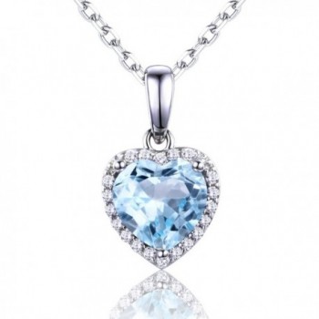 Genuine Natural Sterling Necklace Birthstone - Swiss Blue Topaz - CS185QQ9IDY