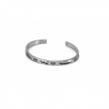 Silver Tone Friends Forever Today Tomorrow Always Inspirational Cuff Bracelet - CJ1292NG37L