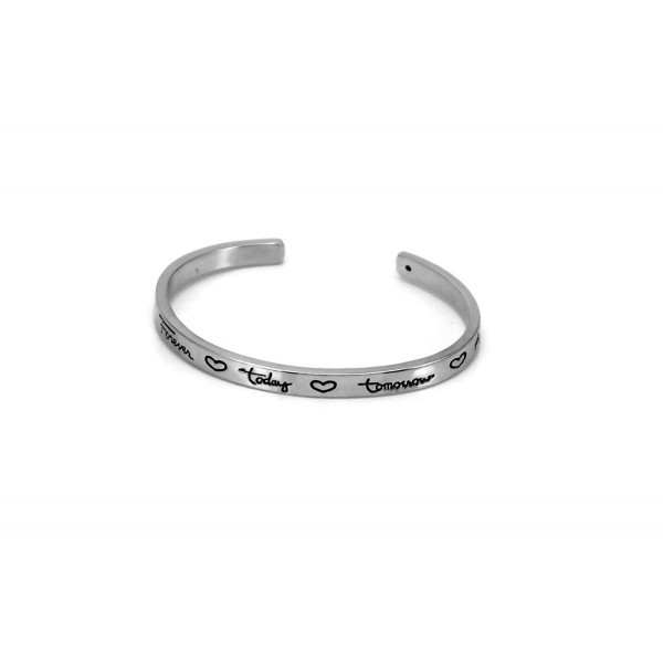 Silver Tone Friends Forever Today Tomorrow Always Inspirational Cuff Bracelet - CJ1292NG37L