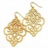 Women's Chic Matte Gold Floral Filigree Bohemian Boho Earrings Lightweight Cutout Big Dangles - CF12BT0OXYZ