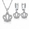 JEMMIN AAA Zircon Crown Pendant Necklace Hook Earrings Jewelry Gift Sets For Women Girls - White - C712O68JFB5