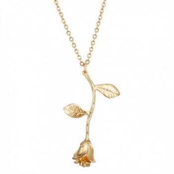 Cyntan Rose Flower Pendent Necklaces For Women Gold Tone Metal Chain - Style 1 - CK189WTD2HH