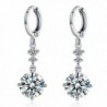 MASOP White Gold Color Round Crystal Long Drop Dangle Earrings for Women Girls Leverback - White - C317Z73G75A