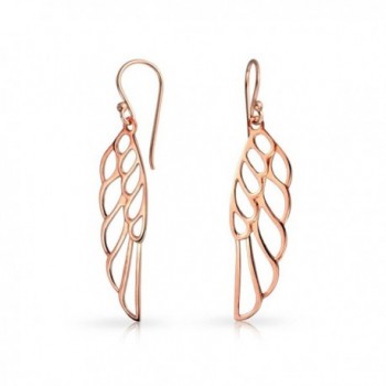 Rose Gold Plated .925 Silver Angel Wing Drop Earrings - C911NW25HNP