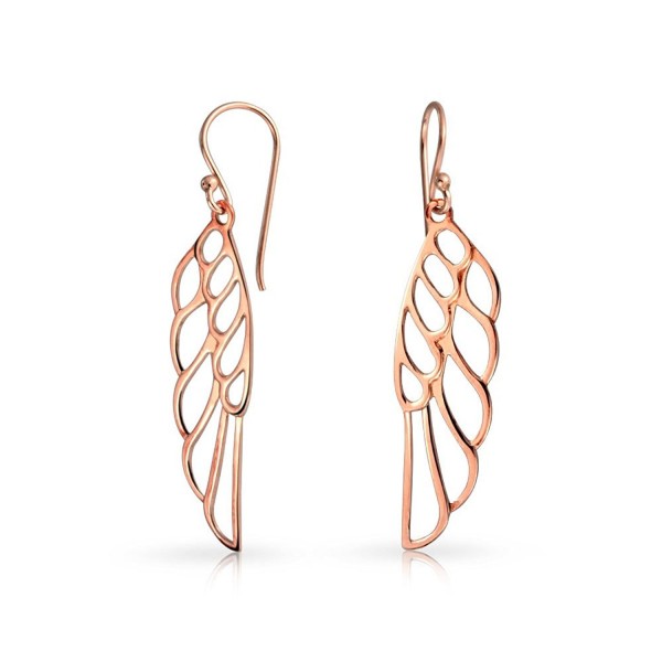 Rose Gold Plated .925 Silver Angel Wing Drop Earrings - C911NW25HNP