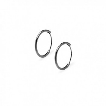 Endless Hoop Earrings Sterling Silver - Thin 14mm available in 4 Colors - Black Flash Rhodium Sterling Silver - CA186SYLU0C