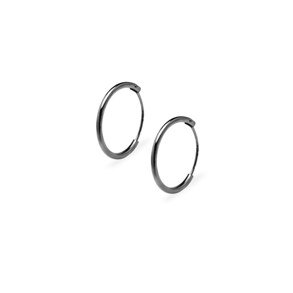 Endless Hoop Earrings Sterling Silver - Thin 14mm available in 4 Colors - Black Flash Rhodium Sterling Silver - CA186SYLU0C