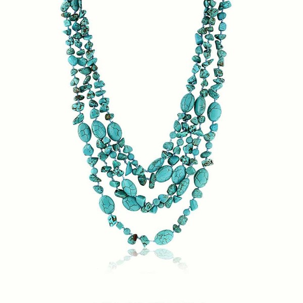 20 Inch Stunning 3 Strands Green Simulated Turquoise Necklace with Toggle Clasp - CM11D6N23DR