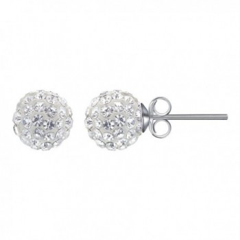 Gem Avenue 925 Sterling Silver 8mm Round Clear Crystal Ball Post Back Stud Earrings - CH115VMQ7ZB