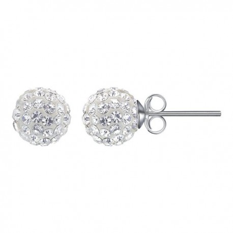925 Sterling Silver 8mm Round Clear Crystal Ball Post Back Stud ...