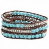 UNIONTOP Natural Turquoise Bead Genuine Leather Bracelet- 4 Wraps- 6mm/bead - CU12F2LF4VD