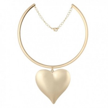GEM.C Stylish Golden Heart Pendant Choker Necklace - CS12N19QMQY
